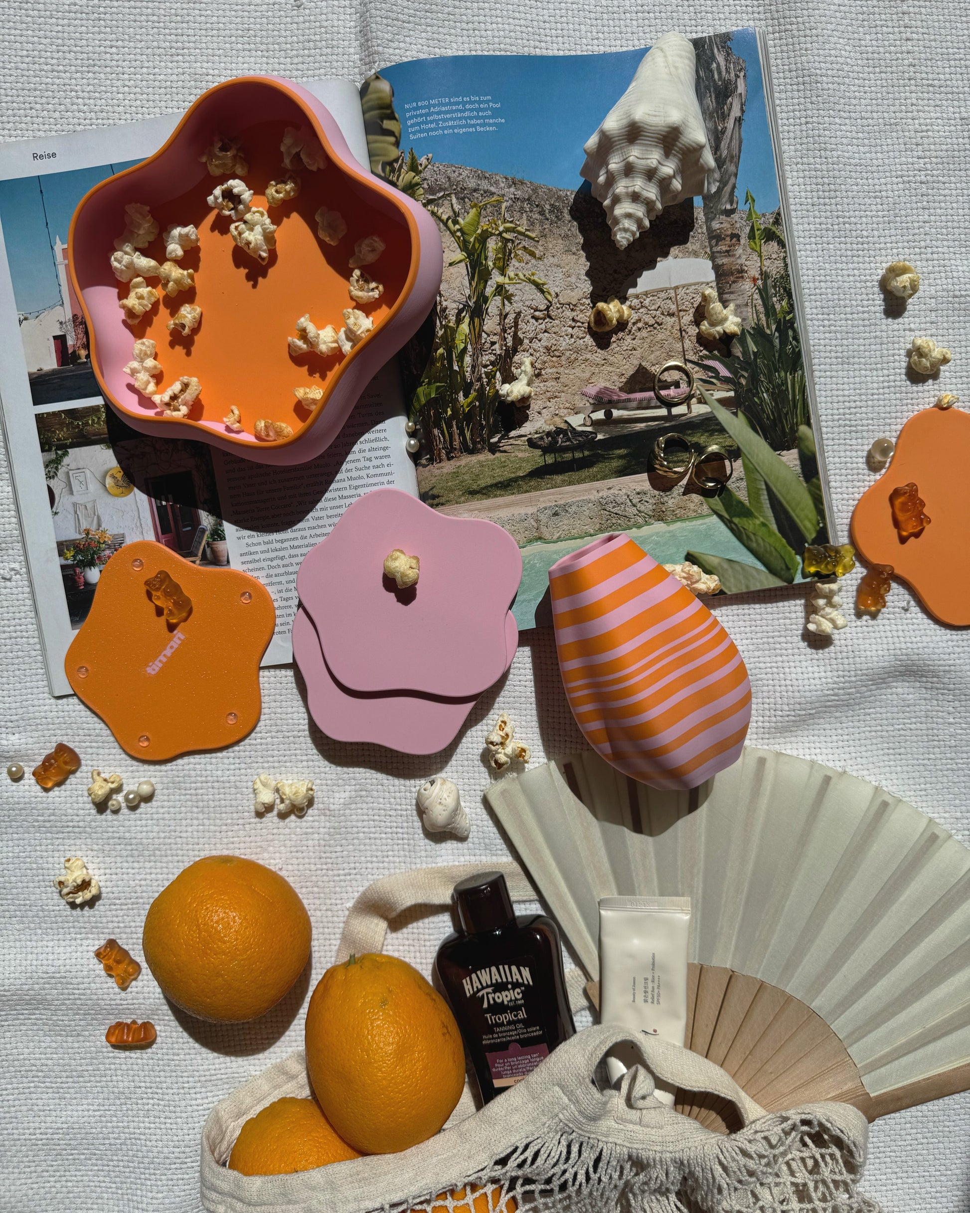 imited edition sunset glow set mit catchall tray und vase in frosted blush & lively papaya