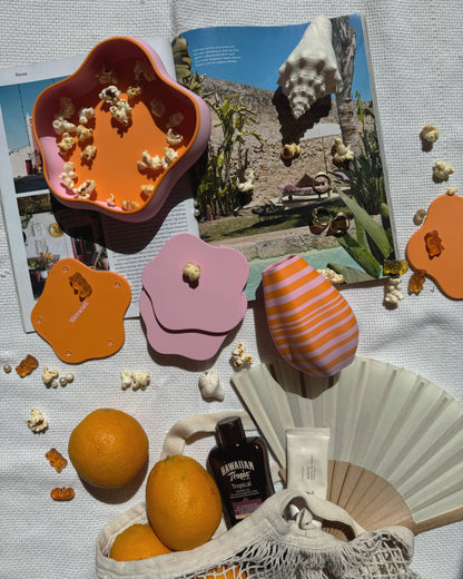 imited edition sunset glow set mit catchall tray und vase in frosted blush & lively papaya