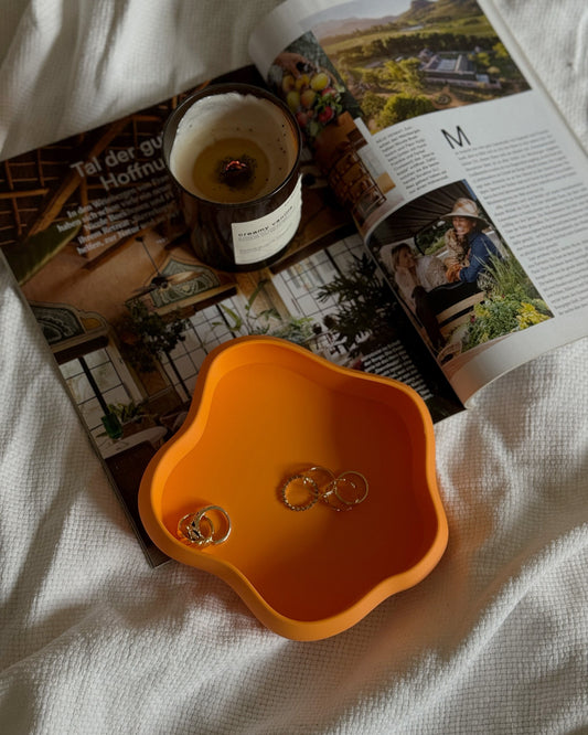 Orange Schmuckschale, ästhetische Schale bunt