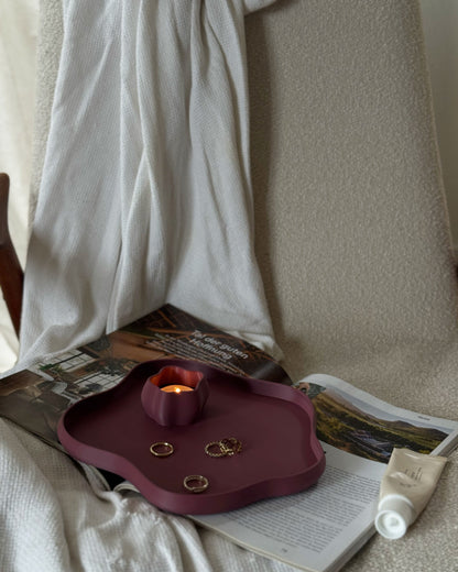 Ablage für Schmuck in Bordeaux, Ablage für Kerzen in Bordeaux, Tablett für Kerzen in Bordeaux