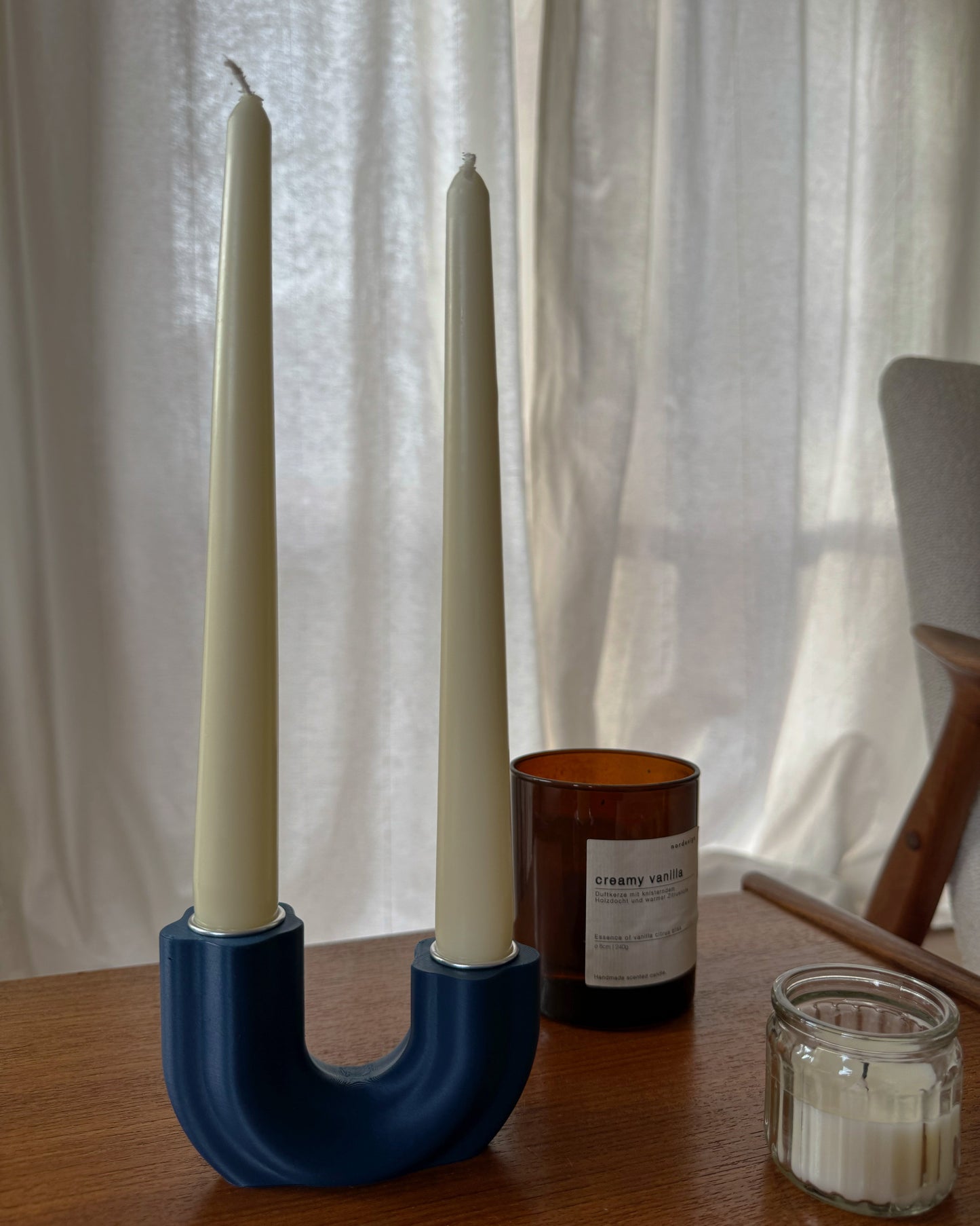 Navy Blue Kerzenhalter, Kerzenhalter für Männer, Kerzenhalter für Stabkerze